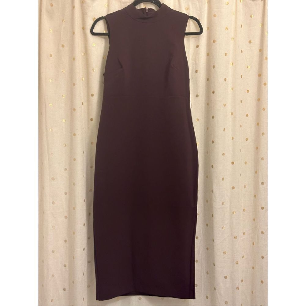 Express Mock Neck Cap Sleeve Back Zipper Midi Sheath Dress - Small